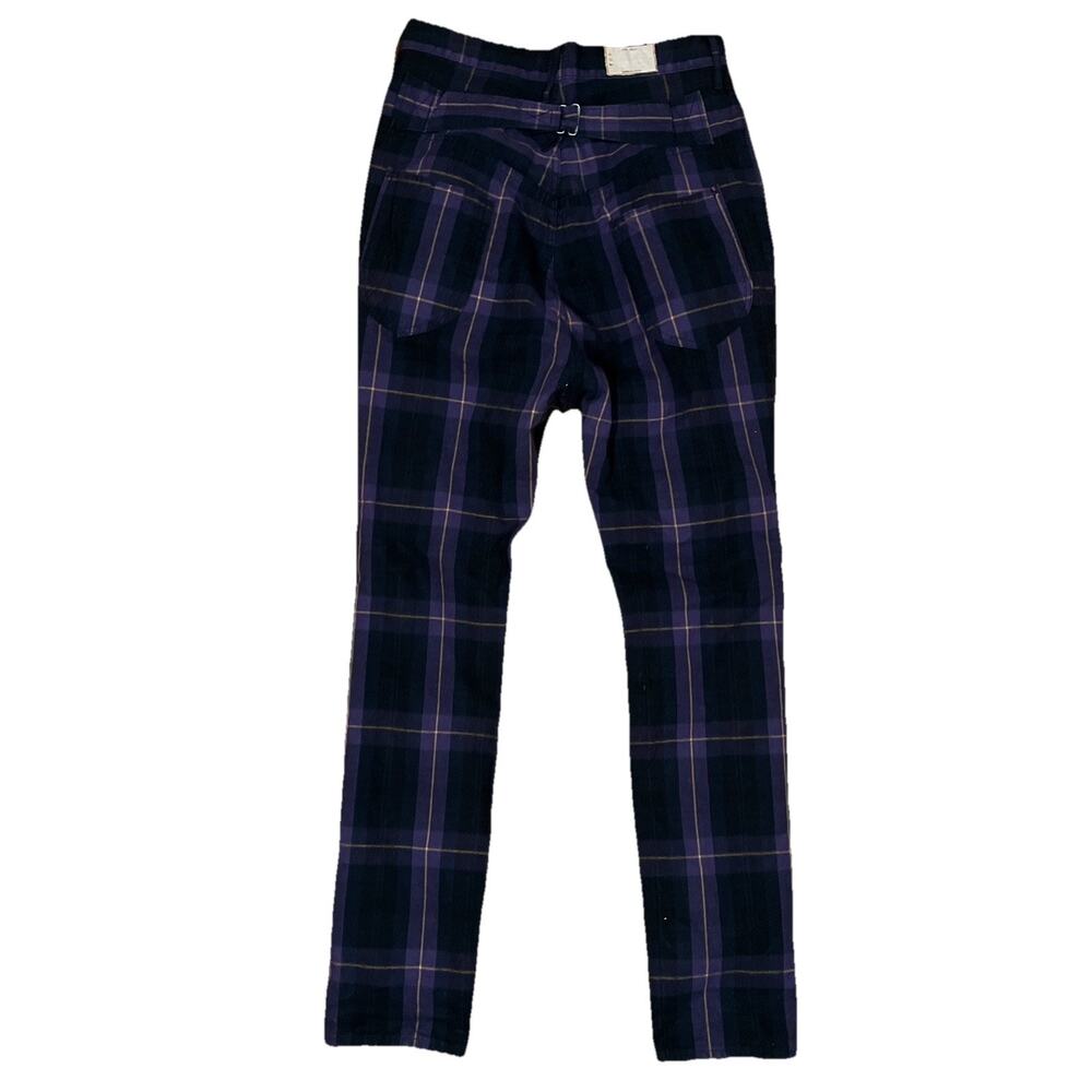 Kapital Purple Plaid Buckle Back Size 1 Japan‎ Made High Rise Skinny Leg Pants